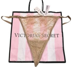 NWT Victoria's Secret Very Sexy Lace V String Thong Tan XL‎